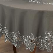 Toalha de Mesa com Bordado Richelieu Redonda 175cm - Classic Taupe - Dui Design