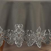 Toalha de Mesa com Bordado Richelieu Redonda 175cm - Classic Taupe - Dui Design