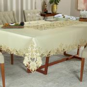 Toalha de Mesa com Bordado Richelieu Retangular 8 Lugares 160x270cm - Godiva Bege - Dui Design