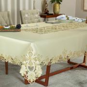 Toalha de Mesa com Bordado Richelieu Retangular 8 Lugares 160x270cm - Godiva Bege - Dui Design