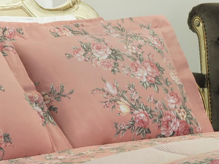 Jogo de Cama Queen Percal 180 fios - Marlene Rosa Velho - Dui Design