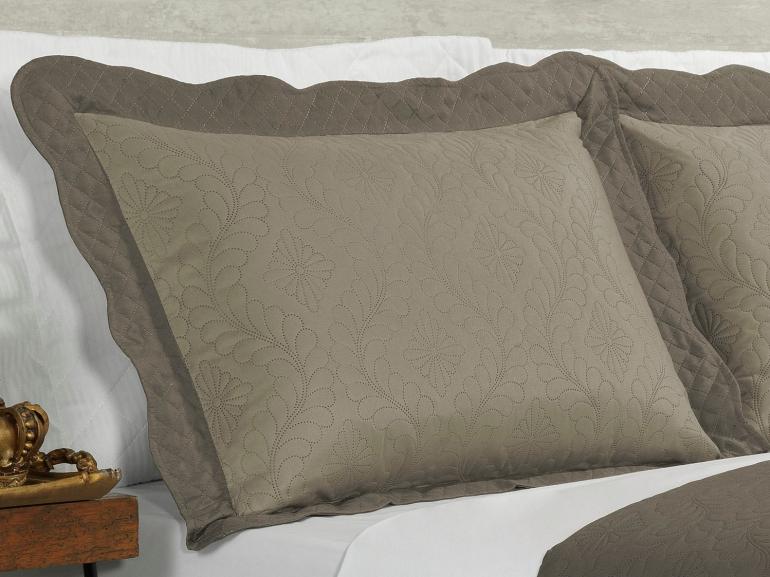 Kit: 1 Cobre-leito Solteiro Bouti de Microfibra Ultrasonic + 1 Porta-travesseiro - Talin Taupe - Dui Design